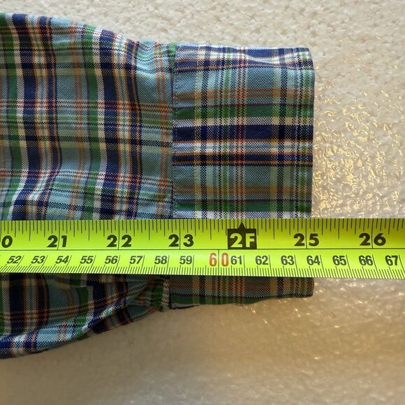 Ralph Lauren Men’s Medium Plaid Blue Green Button Up Long Sleeve Shirt Church - Picture 8 of 10